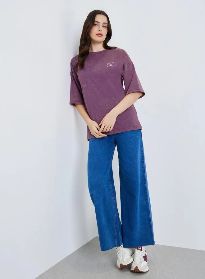 ستايلي Women Washed Oversized 100% Cotton T-Shirt